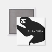 Costa Rica Pura vida Sloth Souvenir Magnet (Vorderseite/Rückseite)
