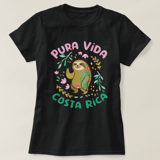 Costa Rica Pura Vida Sloth T-Shirt (Design vorne)