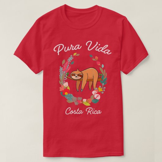 Costa Rica Pura Vida Sloth T-Shirt (Design vorne)