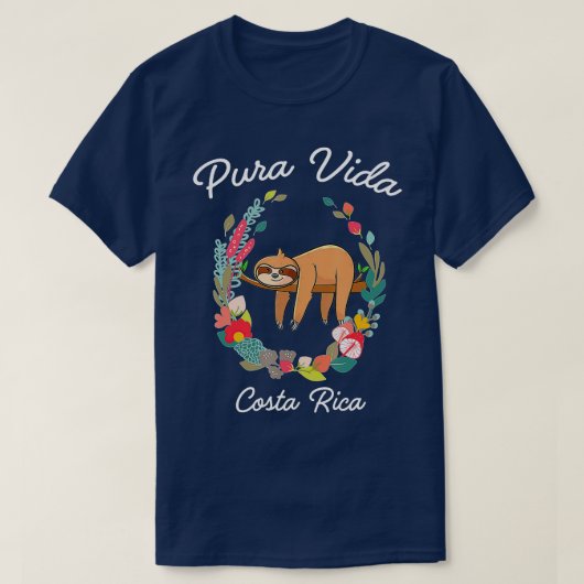 Costa Rica Pura Vida Sloth T-Shirt (Design vorne)