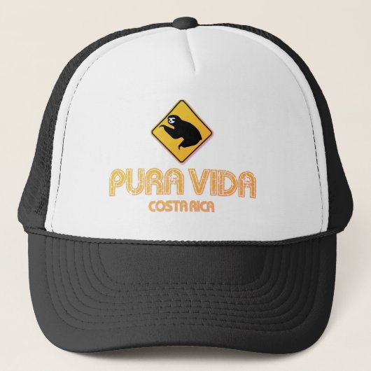 Costa Rica Pura Vida Sloth Truckerkappe (Vorderseite)