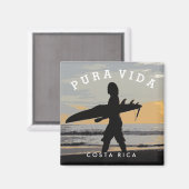 Costa Rica Pura Vida Surfer Souvenir Magnet (Vorderseite/Rückseite)