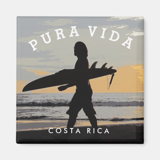 Costa Rica Pura Vida Surfer Souvenir Magnet (Vorne)
