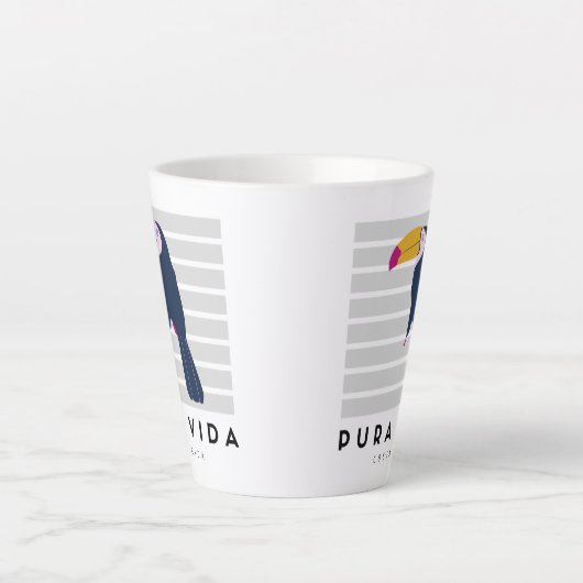 Costa Rica Pura Vida Toucan Kaffee Milchtasse (Vorderseite)