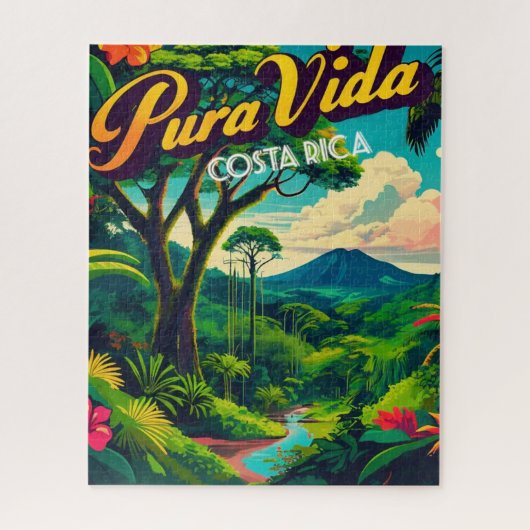 Costa Rica | Pura Vida Travel Vintag Retro Puzzle (Vertikal)