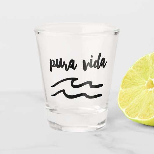 Costa Rica Pura Vida Wave Souvenir Schnapsglas (Vorderseite)