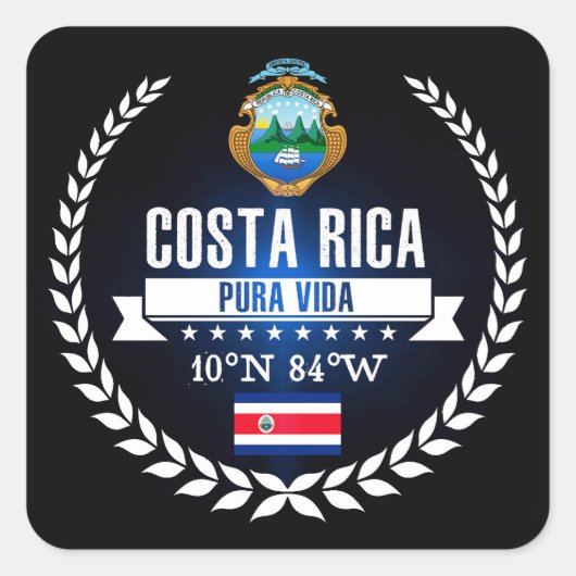 Costa Rica Quadratischer Aufkleber (Vorderseite)