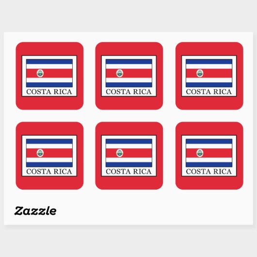 Costa Rica Quadratischer Aufkleber (Blatt)