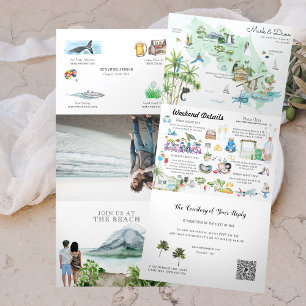 Costa Rica   Reise-Hochzeits-Itinerary  Dreifach Gefaltete Einladung