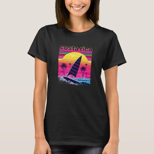 Costa Rica Retro 80er Style Souvenir Beach T-Shirt (Vorderseite)
