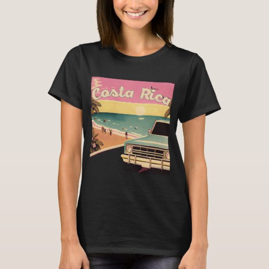 Costa Rica Retro Beach Vacation Graphics Costa Ric T-Shirt (Vorderseite)