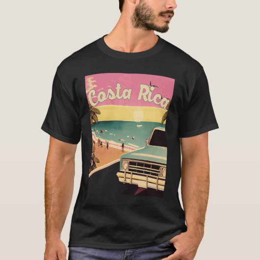 Costa Rica Retro Beach Vacation Graphics Costa Ric T-Shirt (Vorderseite)