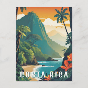 Costa Rica Retro Berg Strand Reise Souvenir Postkarte