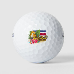 Costa Rica Retro große Katze Vintage Flagge Souven Golfball