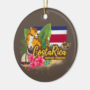 Costa Rica Retro große Katze Vintage Flagge Souven Keramik Ornament