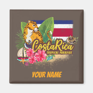 Costa Rica Retro große Katze Vintage Flagge Souven Magnet