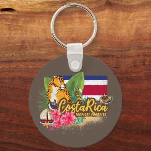 Costa Rica Retro große Katze Vintage Flagge Souven Schlüsselanhänger