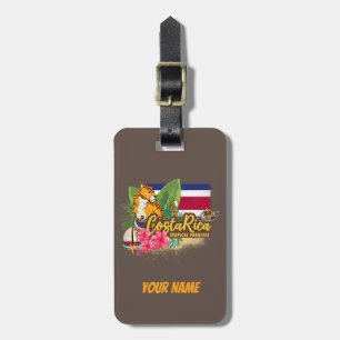 Costa Rica Retro Großkatze Vintage-Flagge Souvenir Gepäckanhänger