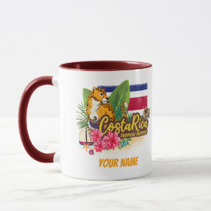 Costa Rica Retro Großkatze Vintage-Flagge Souvenir Tasse