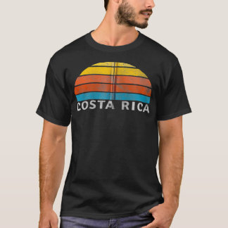 Costa Rica Retro Sunset Design Zip T-Shirt