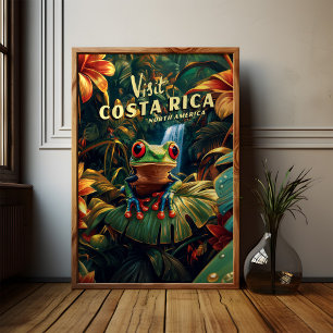 Costa Rica Rotaugelaubfrosch Reise Poster