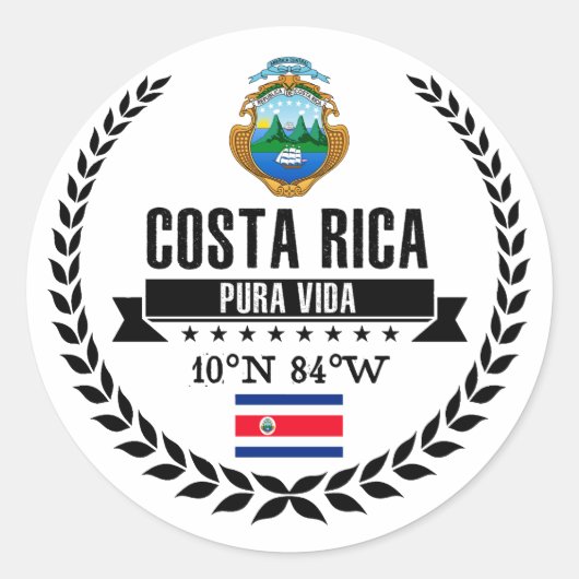 Costa Rica Runder Aufkleber (Vorderseite)