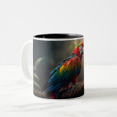 Costa Rica Scarlet Macaw Tasse: Tropenkaffee Bliss Zweifarbige Tasse (Vorderseite Links)
