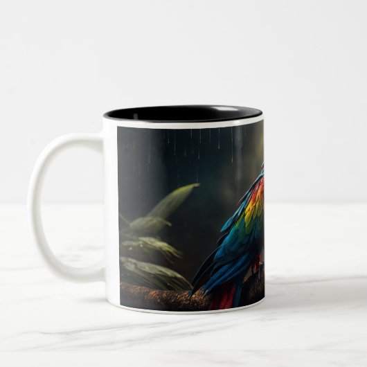 Costa Rica Scarlet Macaw Tasse: Tropenkaffee Bliss Zweifarbige Tasse (Links)