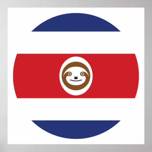 Costa Rica Sloth Costa Rica Nationale Tierflagge Poster (Vorne)