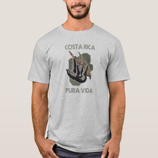 Costa Rica Sloth Hanging From Tree Pura Vida T-Shi T-Shirt (Vorderseite)