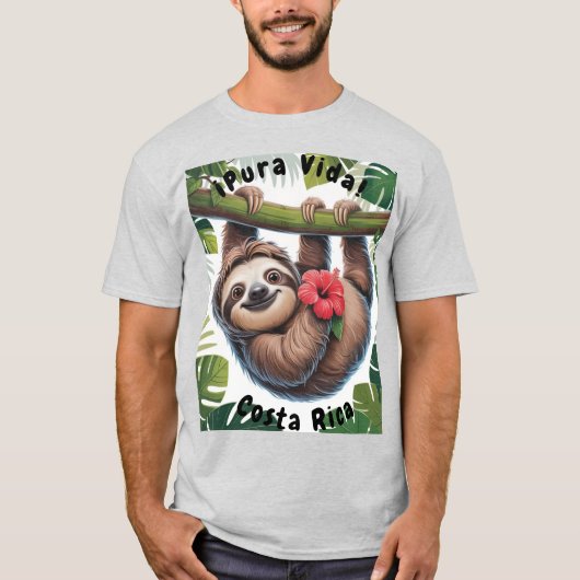 Costa Rica Sloth holding flower T-shirt (Vorderseite)