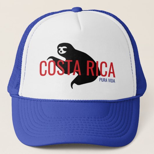 Costa Rica Sloth Souvenir Hat | Blau Truckerkappe (Vorderseite)