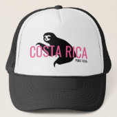 Costa Rica Sloth Souvenir Hat | Rosa Truckerkappe (Vorderseite)