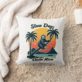 Costa Rica Sloth Vintage Sunset Travel Vector Shir Kissen (Decke)
