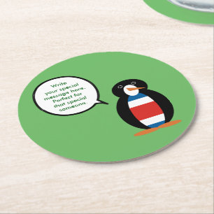 Costa Rica Sprechende Ms Pinguin Personalisiert Runder Pappuntersetzer
