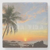Costa Rica Sunset Beach Pura Vida Steinuntersetzer (Vorderseite)