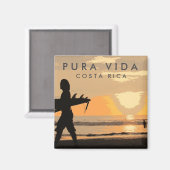 Costa Rica Sunset Surfer Souvenir Magnet (Vorderseite/Rückseite)