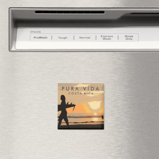 Costa Rica Sunset Surfer Souvenir Magnet (In Situ (Geschirrspüler))