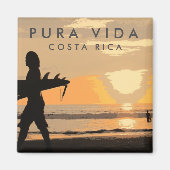 Costa Rica Sunset Surfer Souvenir Magnet (Vorne)