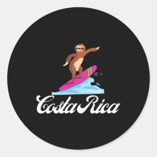 Costa Rica Surfen Faultier Urlaub Souvenir Runder Aufkleber
