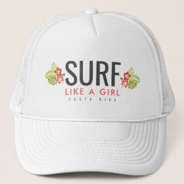 Costa Rica Surfen wie ein Girl-Hibiskus-Blume Truckerkappe