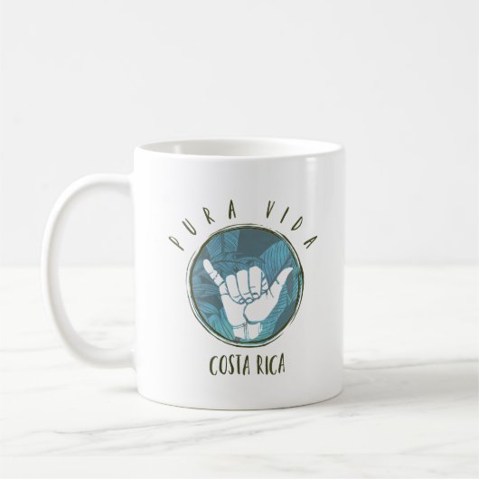 Costa Rica-Surfer Shaka Pura Vida Kaffee Kaffeetasse (Links)
