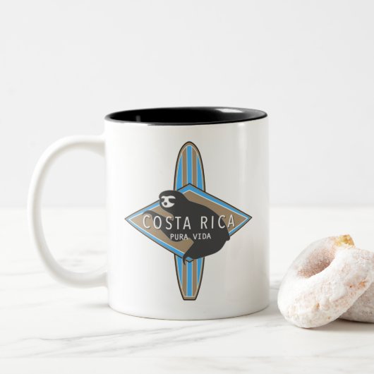 Costa Rica Surfer Slot Blau Zweifarbige Tasse (Mit Donut)
