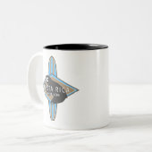 Costa Rica Surfer Slot Blau Zweifarbige Tasse (Vorderseite Links)