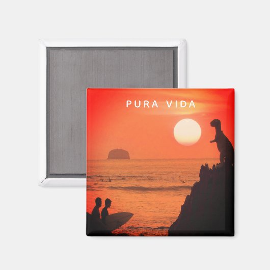 Costa Rica Surfer Sunset Pura Vida Magnet (Vorderseite/Rückseite)