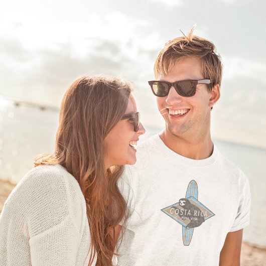 Costa Rica Surfing Sloth Blue T-Shirt