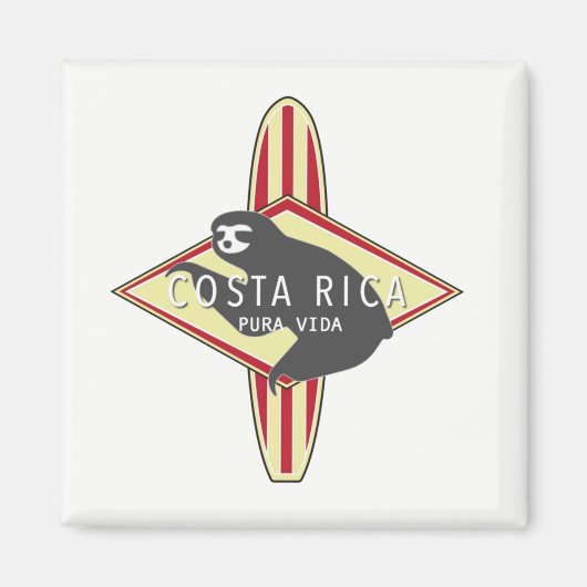 Costa Rica Surfing Sloth Magnet (Vorne)