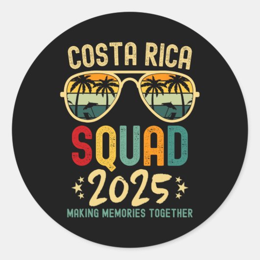 Costa Rica Urlaub Squad 2025 Familienurlaub Tri Runder Aufkleber (Vorderseite)