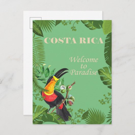 Costa Rica Vintag Toucan Reisen Postkarte (Vorne/Hinten)