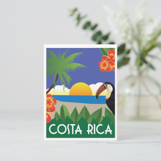 Costa Rica Vintage Reiseart Postkarte (Stehend Vorderseite)